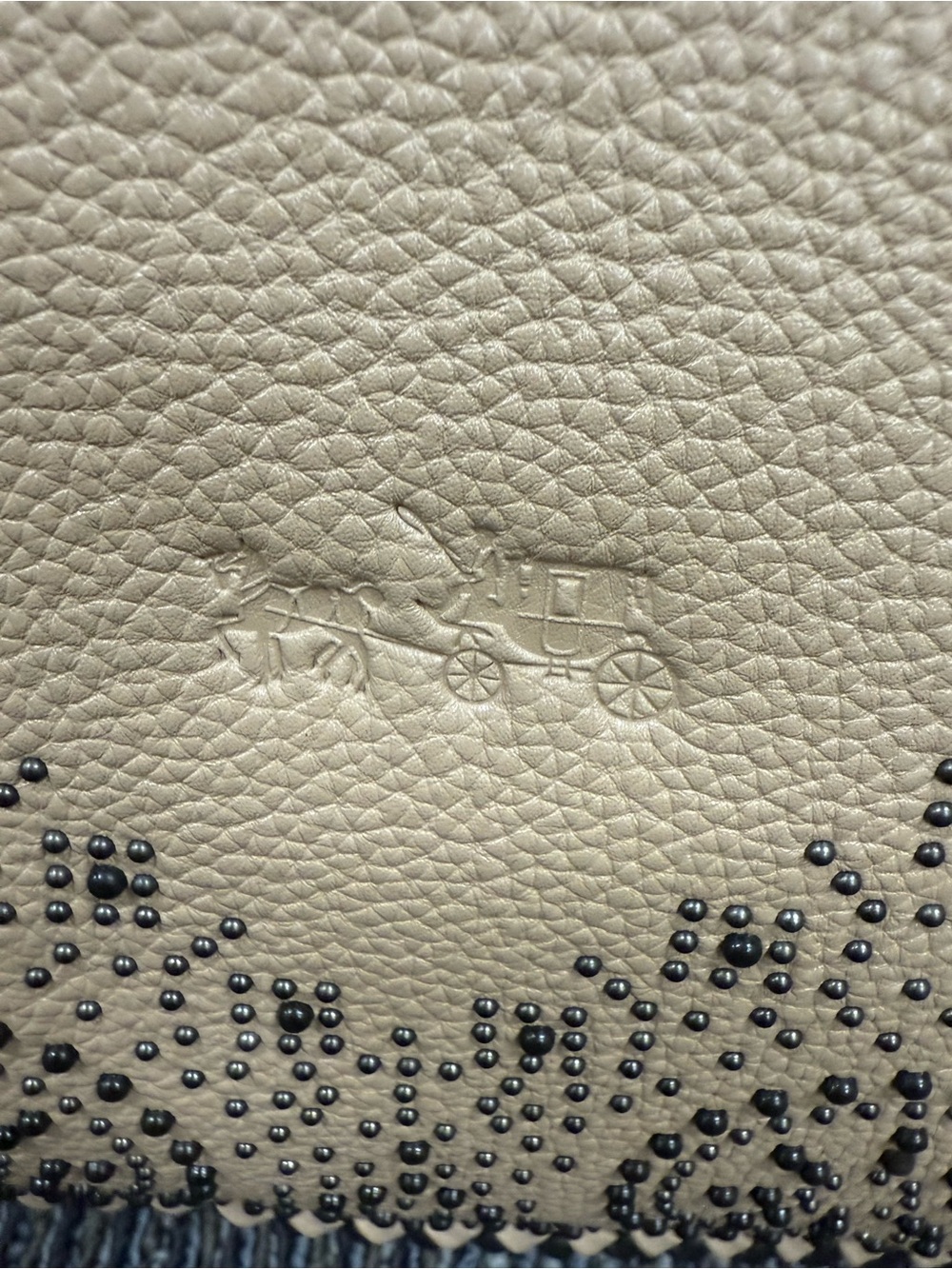 Coach Tatum Whiplash Neutral Beige Studded Leather tote - Picture 7 of 16